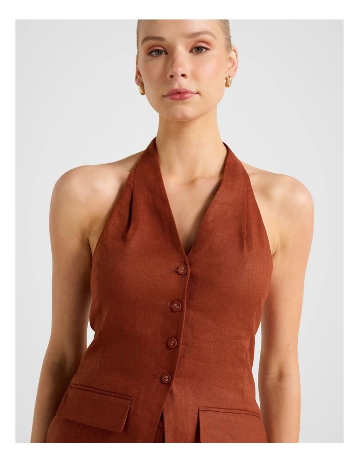 Saxon Halter Neck Waistcoat in Orange image 4