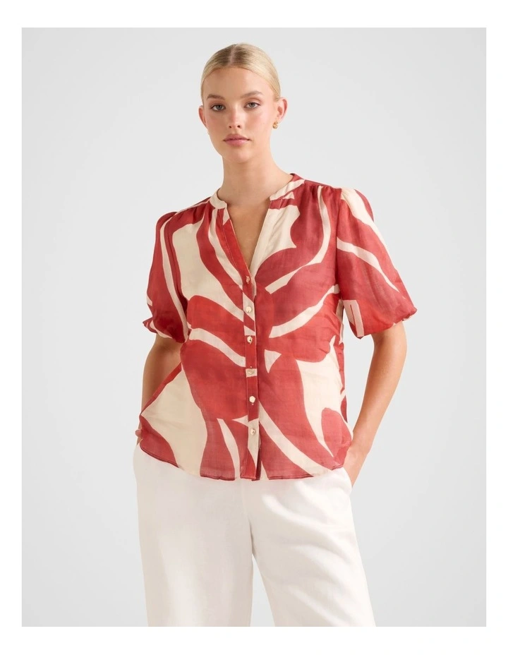 The Bianca Puff Sleeves Blouse Top in Multi image 1