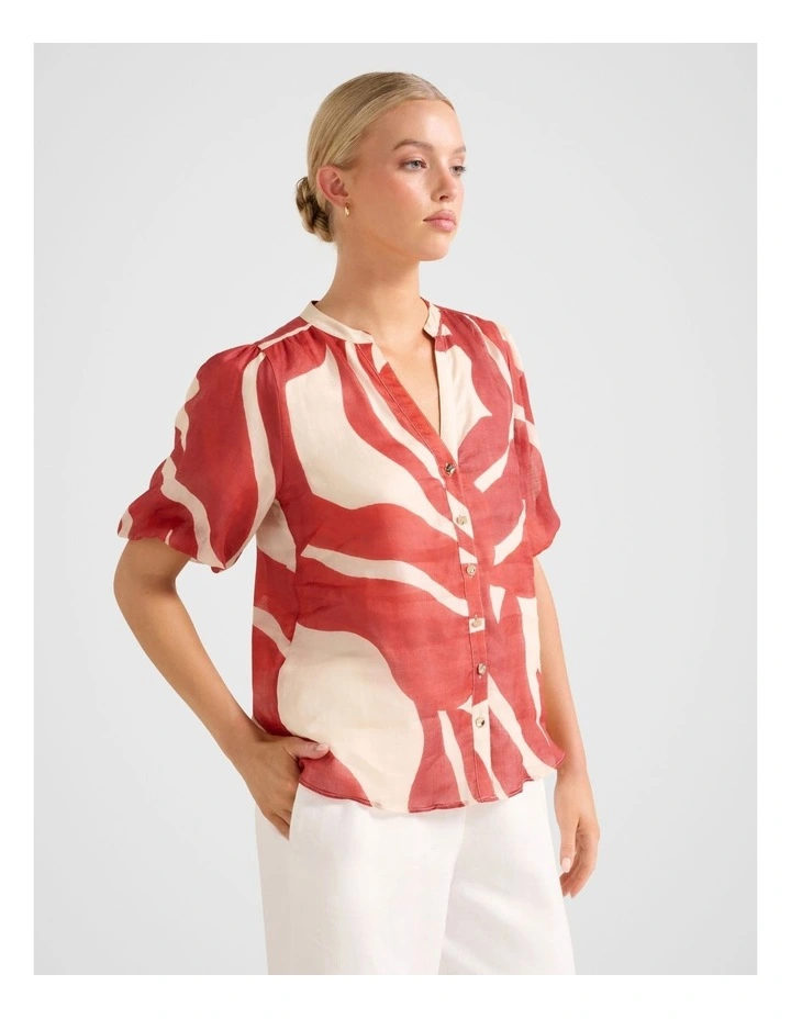 The Bianca Puff Sleeves Blouse Top in Multi image 3