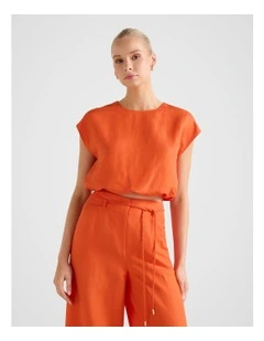 Georgina Bubble Hem Top in Orange