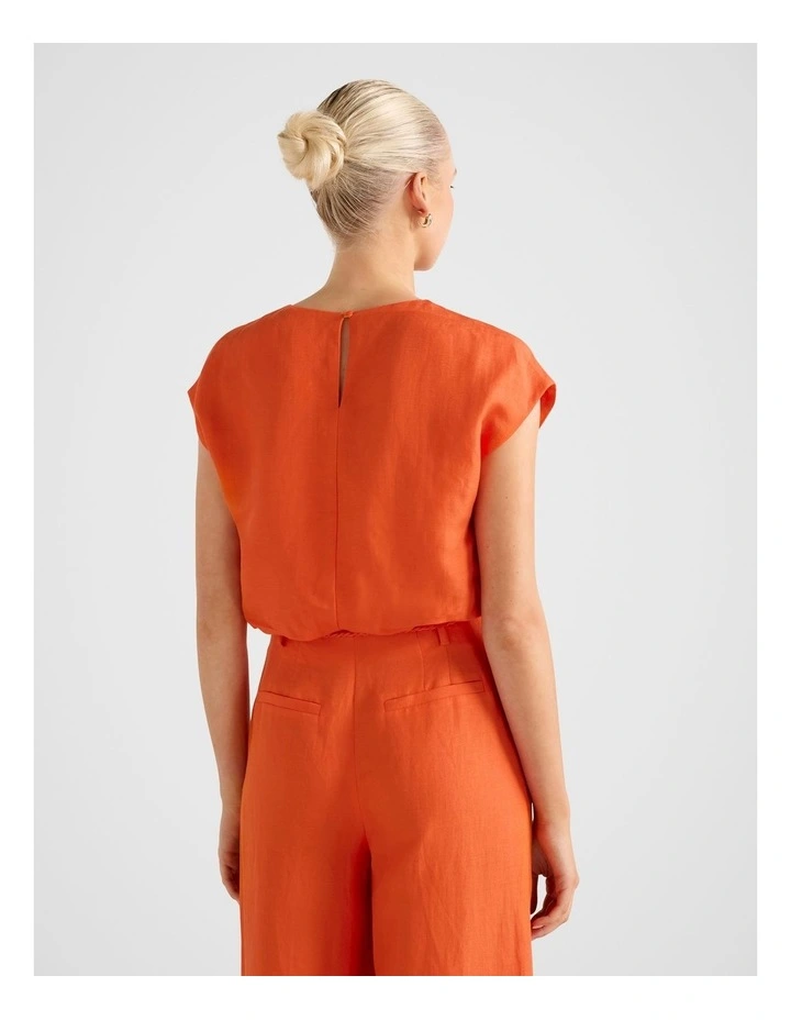 Georgina Bubble Hem Top in Orange image 2