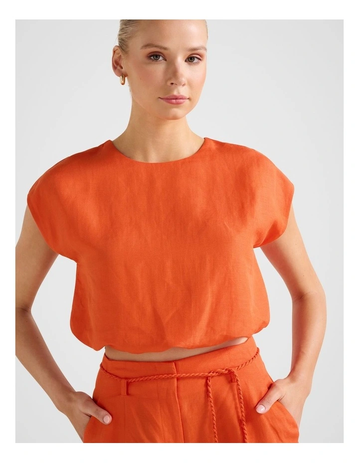 Georgina Bubble Hem Top in Orange image 4