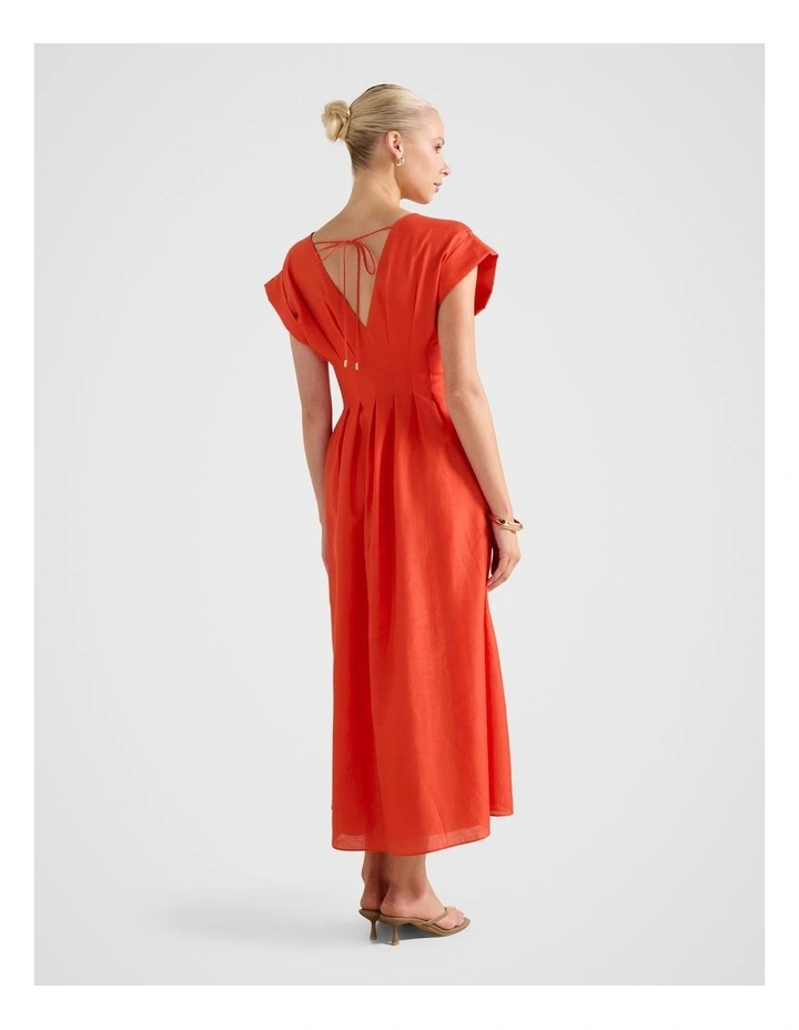 Alessandra Tuck Detail Midi Dress in Orange image 2