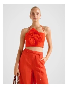 Myla Flower Detail Top in Orange