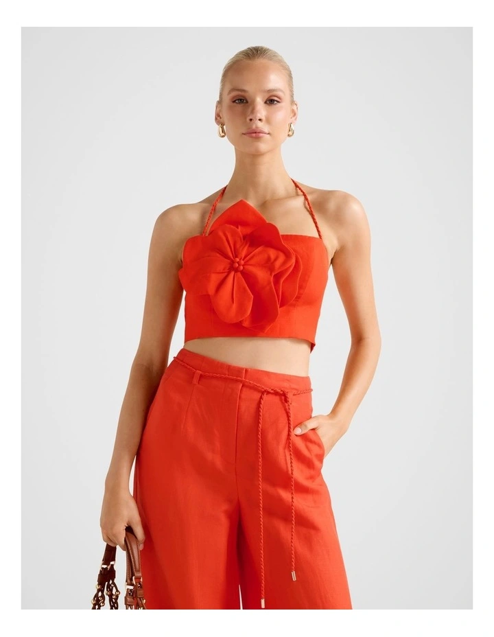 Myla Flower Detail Top in Orange image 1