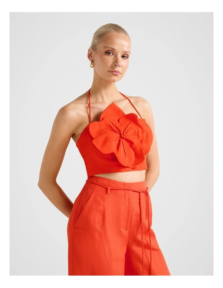 Myla Flower Detail Top in Orange image 3