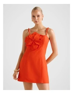 Nicolette Flower Mini Dress in Orange