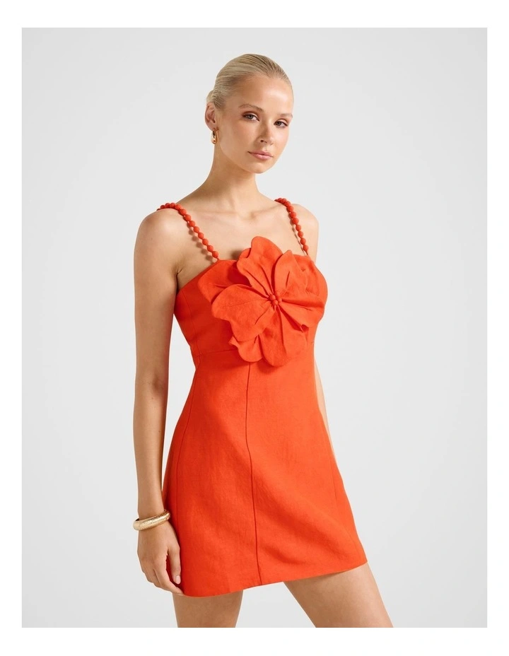 Nicolette Flower Mini Dress in Orange image 3