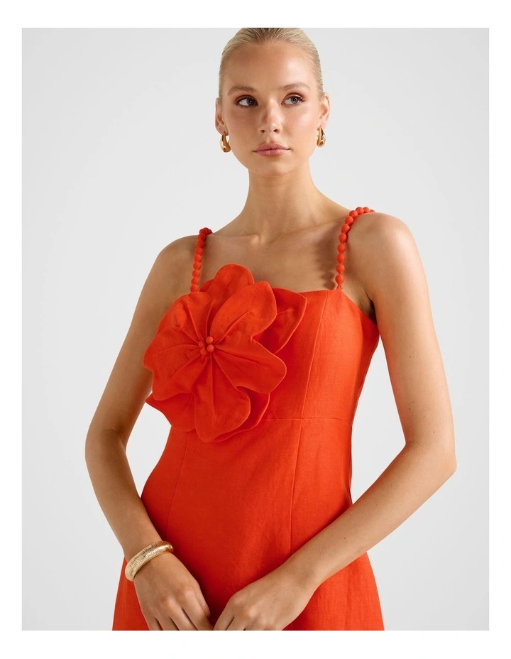 Nicolette Flower Mini Dress in Orange image 4