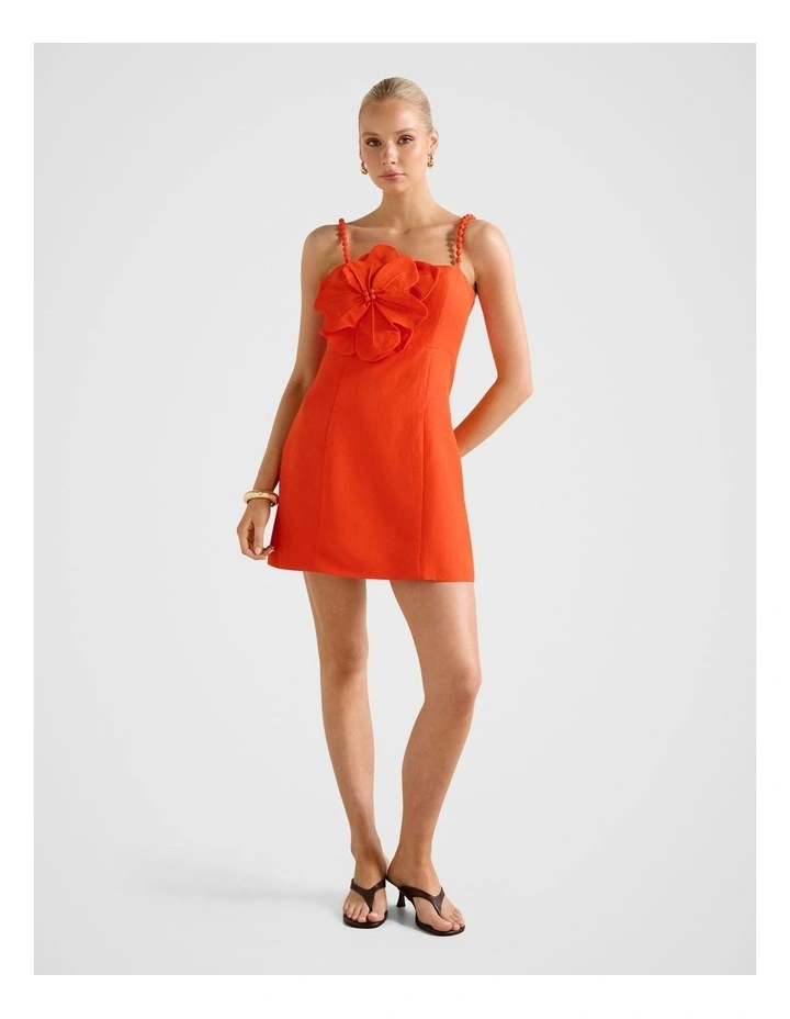 Nicolette Flower Mini Dress in Orange image 5