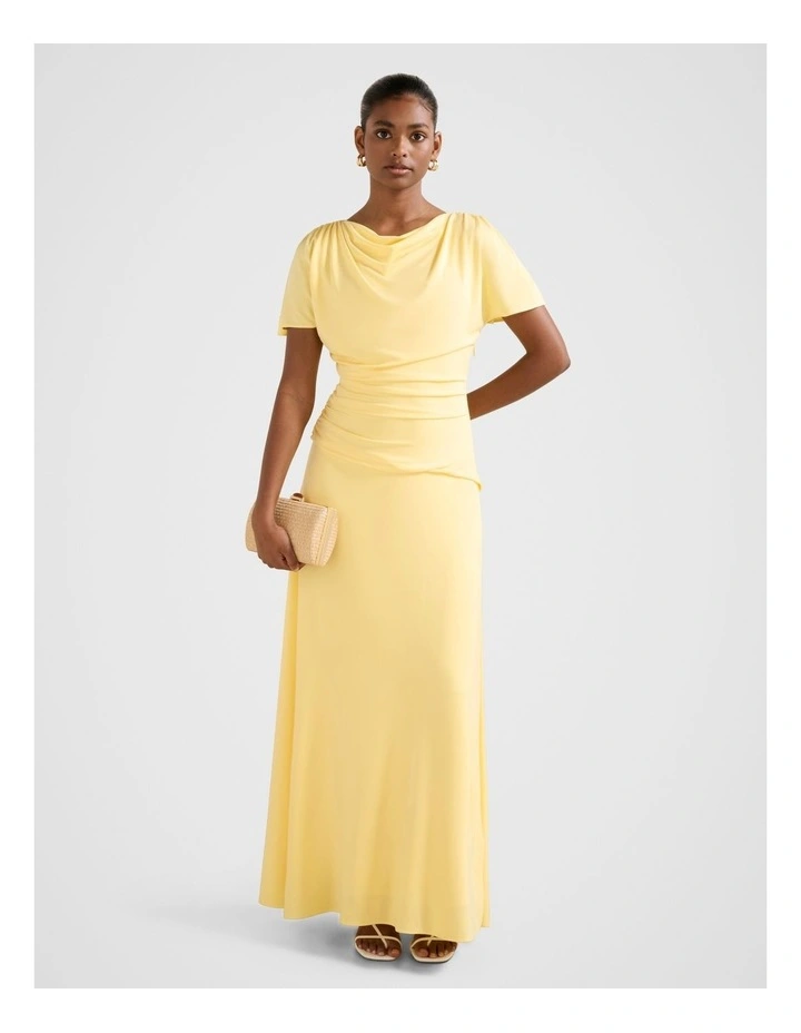 Gemini High Neck Jersey Dress in Yellow image 1