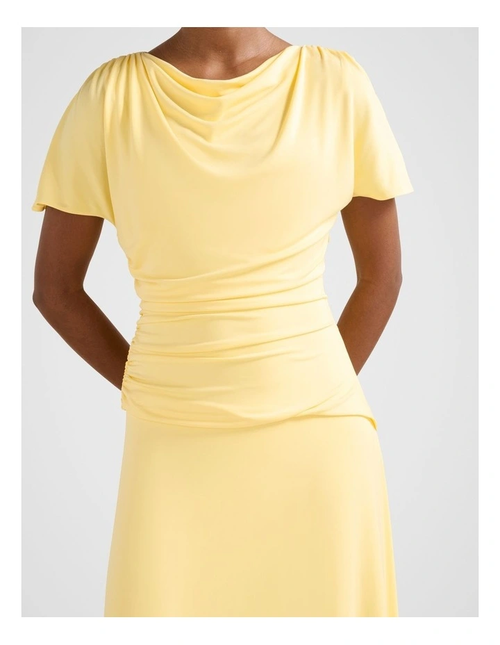 Gemini High Neck Jersey Dress in Yellow image 4