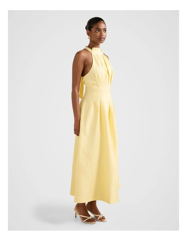 Miller Pleated Halter Neck Midi Dress in Yellow image 3