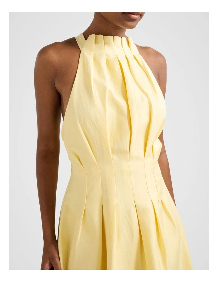 Miller Pleated Halter Neck Midi Dress in Yellow image 4