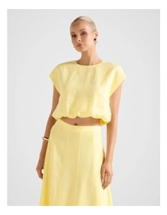 Georgina Bubble Hem Top in Yellow