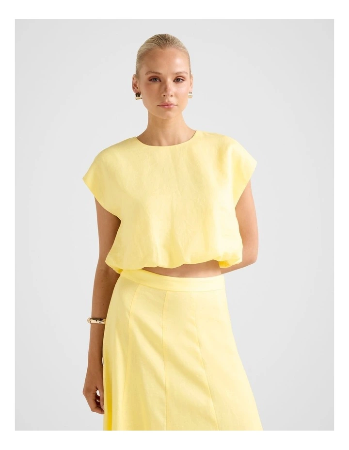 Georgina Bubble Hem Top in Yellow image 3