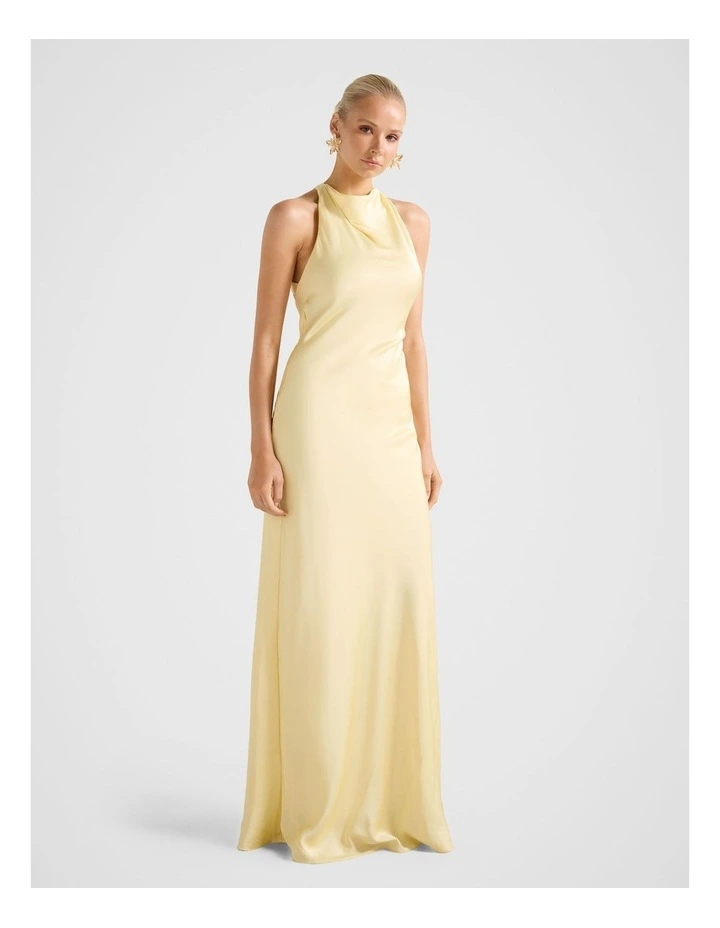 Audrey Satin Backless Maxi Dress in Yellow image 3