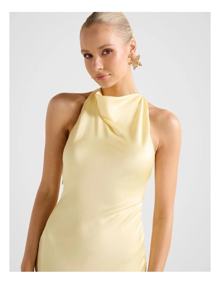 Audrey Satin Backless Maxi Dress in Yellow image 4