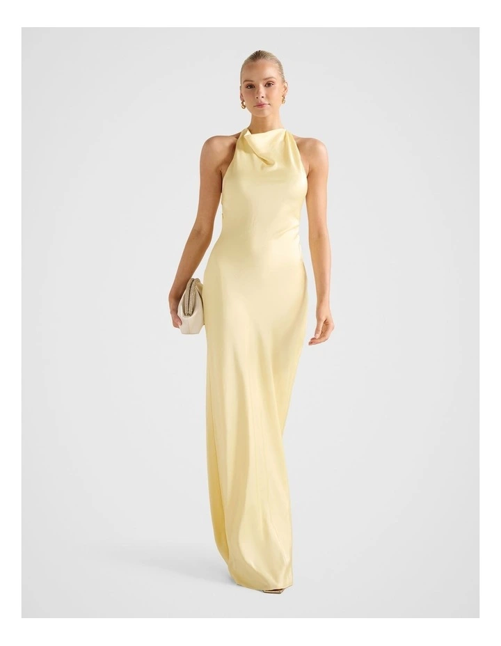 Audrey Satin Backless Maxi Dress in Yellow image 5