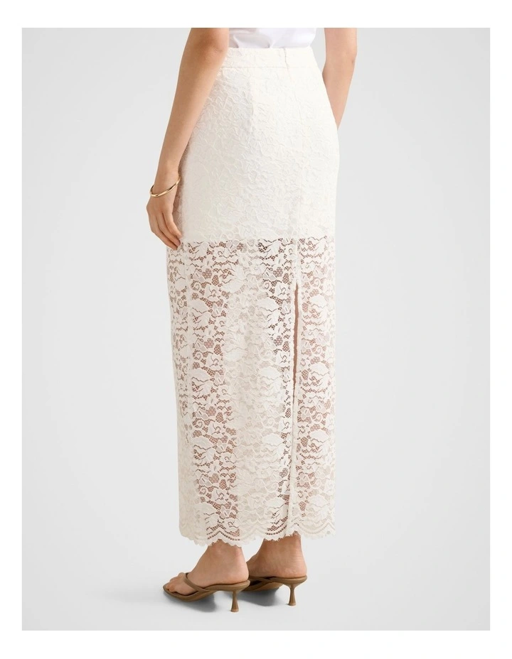 Lilly Lace Column Skirt in White image 2