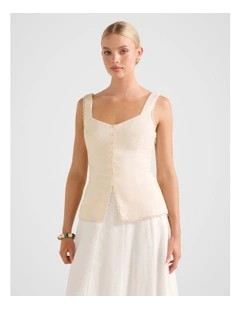 Cinzia Trim Detail Top in Cream