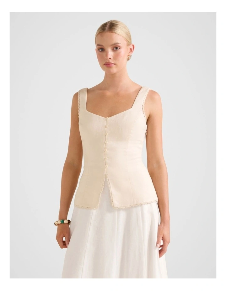 Cinzia Trim Detail Top in Cream image 1