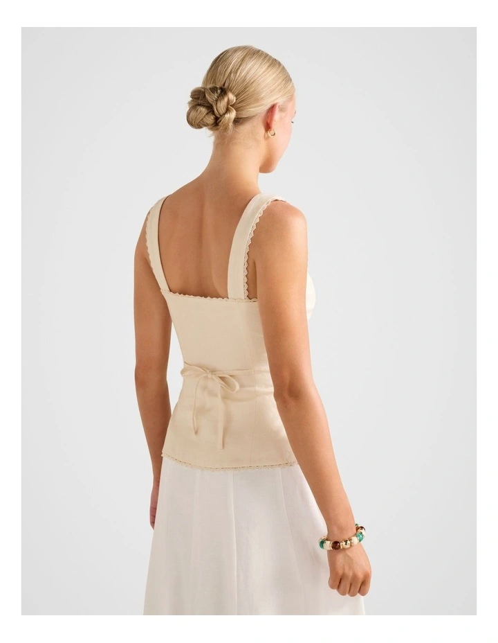Cinzia Trim Detail Top in Cream image 2