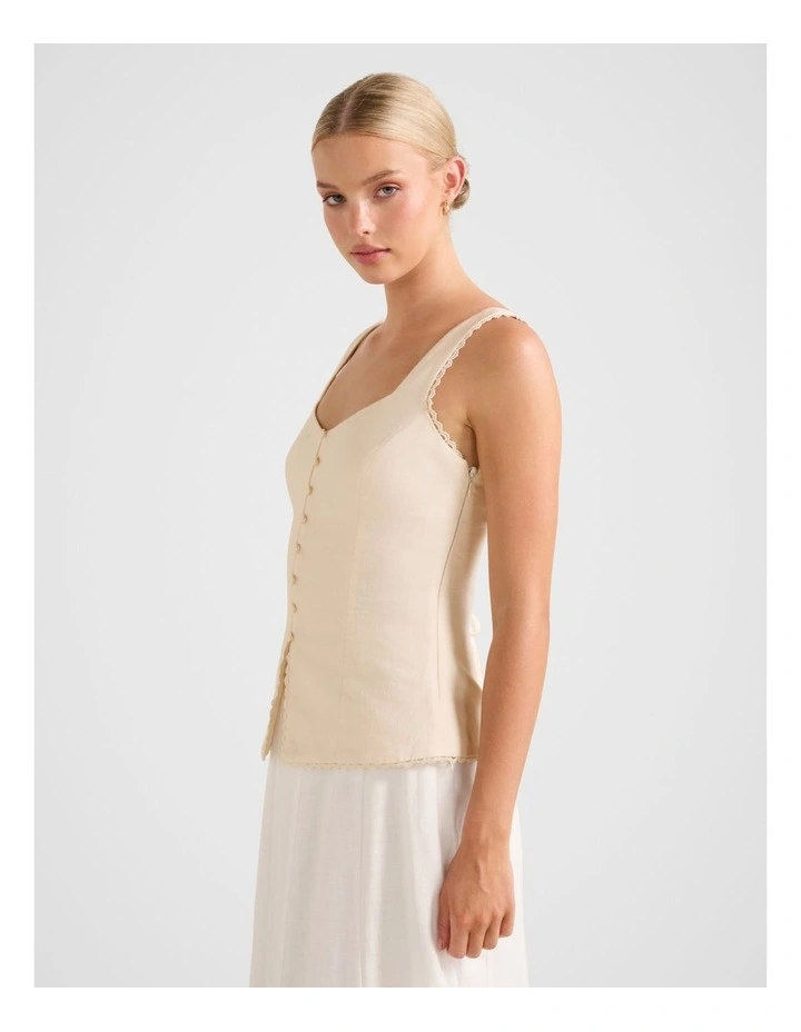 Cinzia Trim Detail Top in Cream image 3
