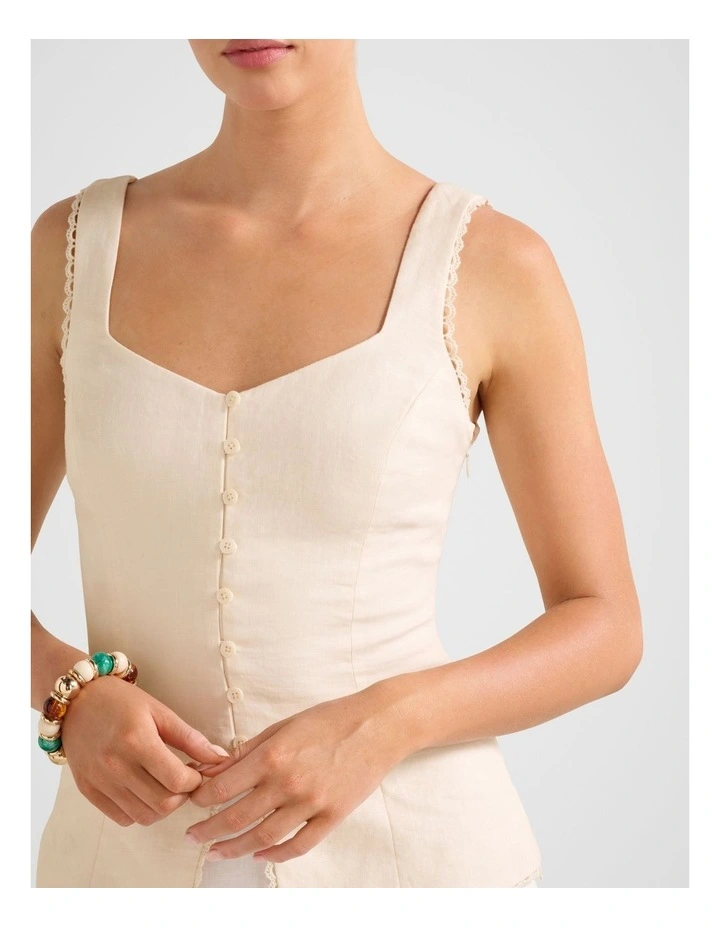 Cinzia Trim Detail Top in Cream image 4