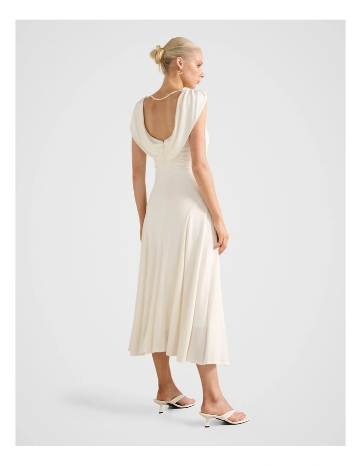 Oceana Cowl Neck Jersey Dress in Cream image 2
