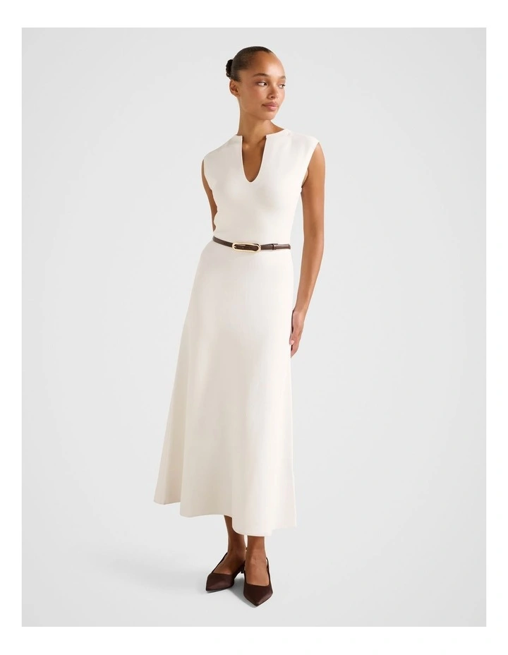Celia Knitted Midi Dress in White image 1