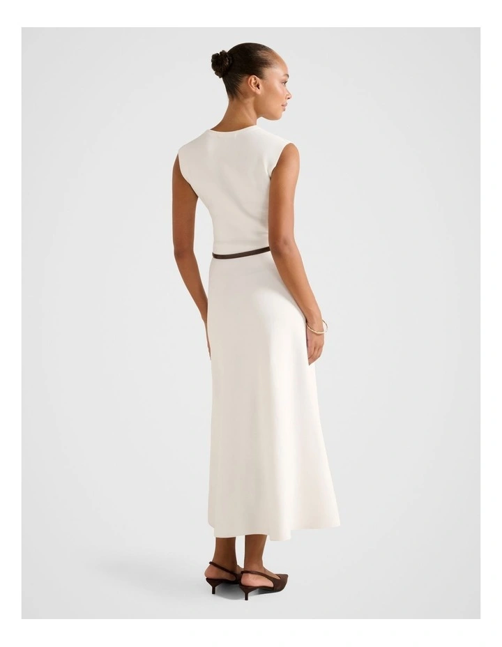 Celia Knitted Midi Dress in White image 2