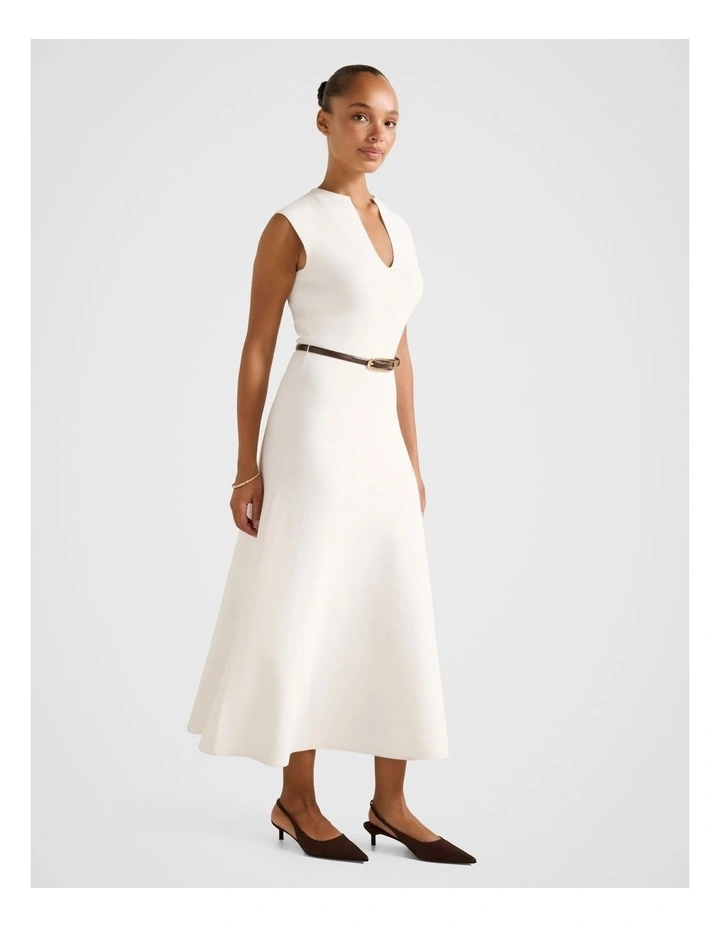 Celia Knitted Midi Dress in White image 3