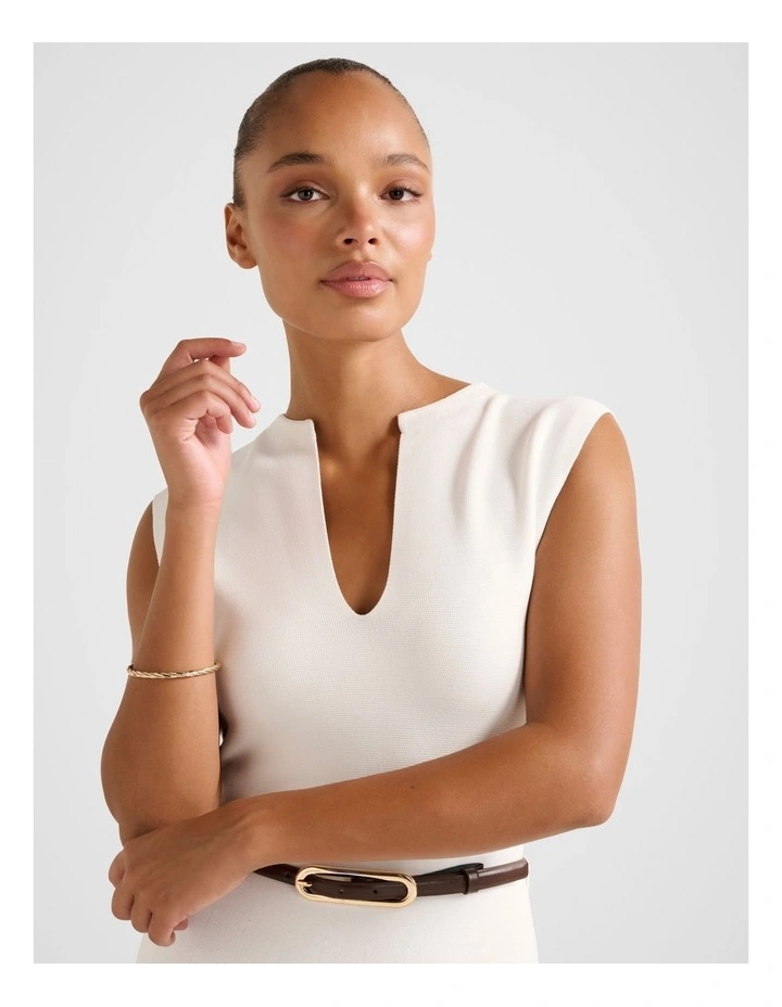 Celia Knitted Midi Dress in White image 4