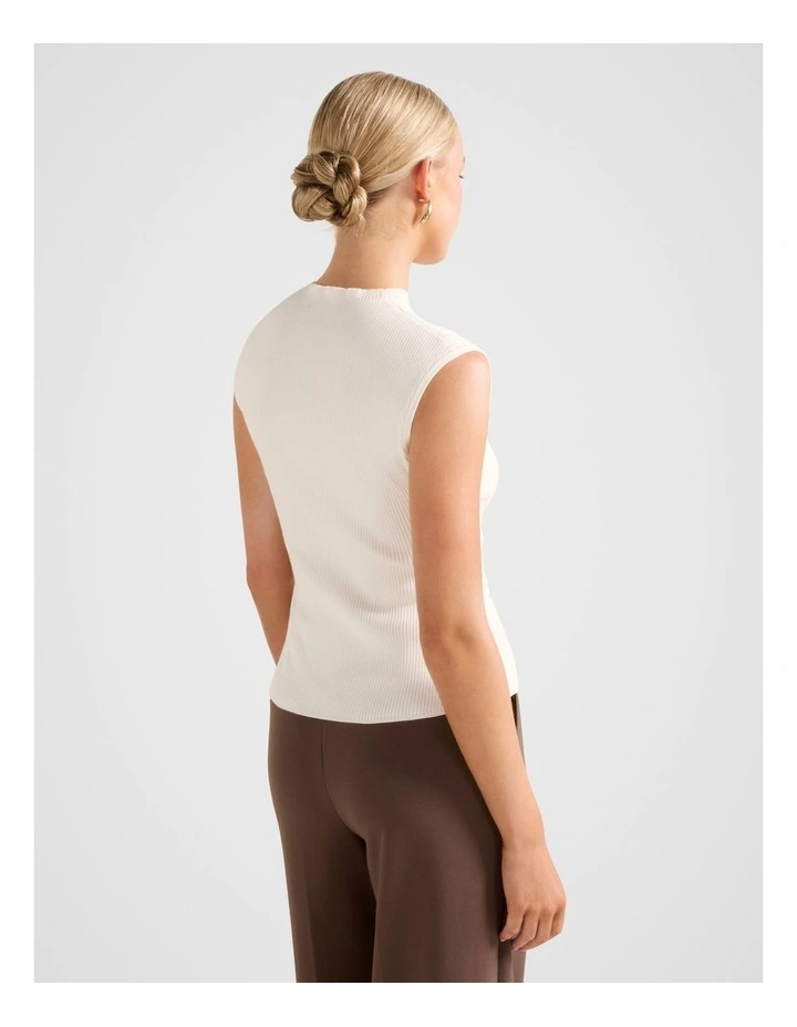 Kallie Extended Shoulder Rib Top in Cream image 2