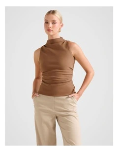 Lucette High Neck Top in Brown