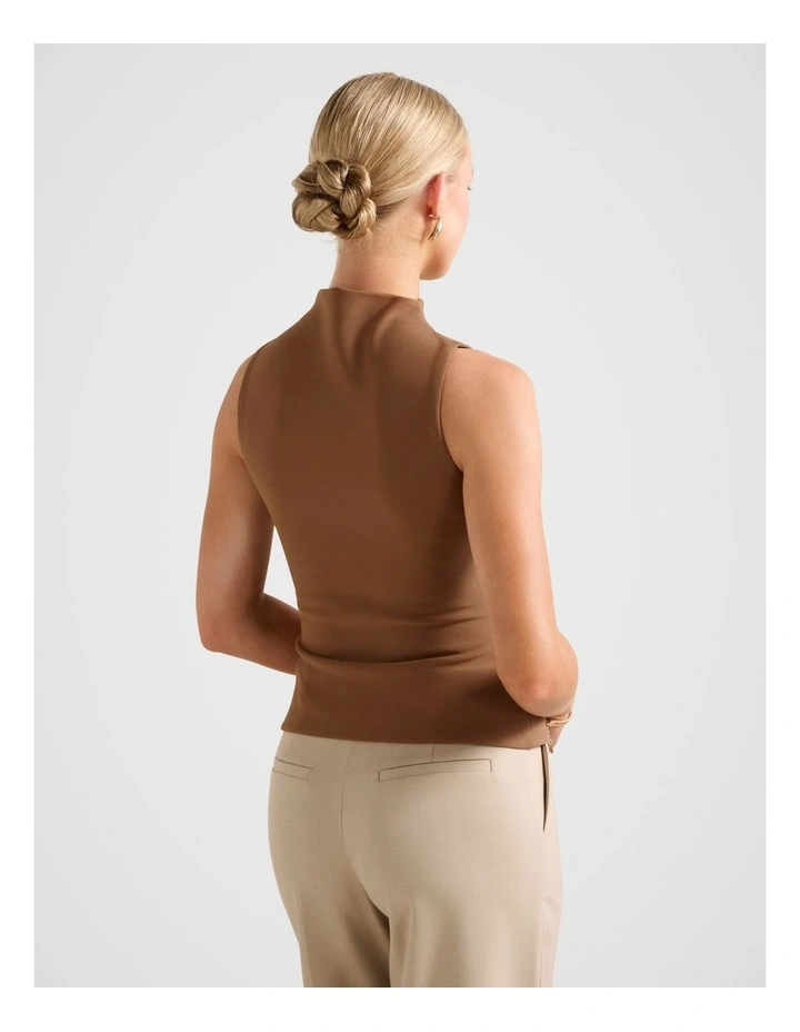 Lucette High Neck Top in Brown image 2