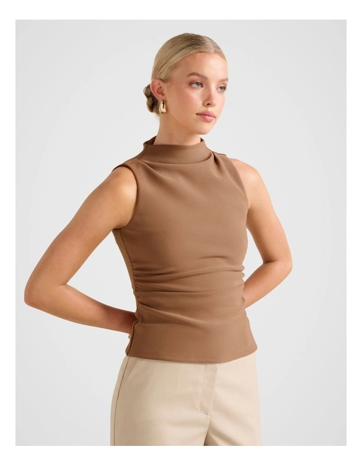 Lucette High Neck Top in Brown image 3