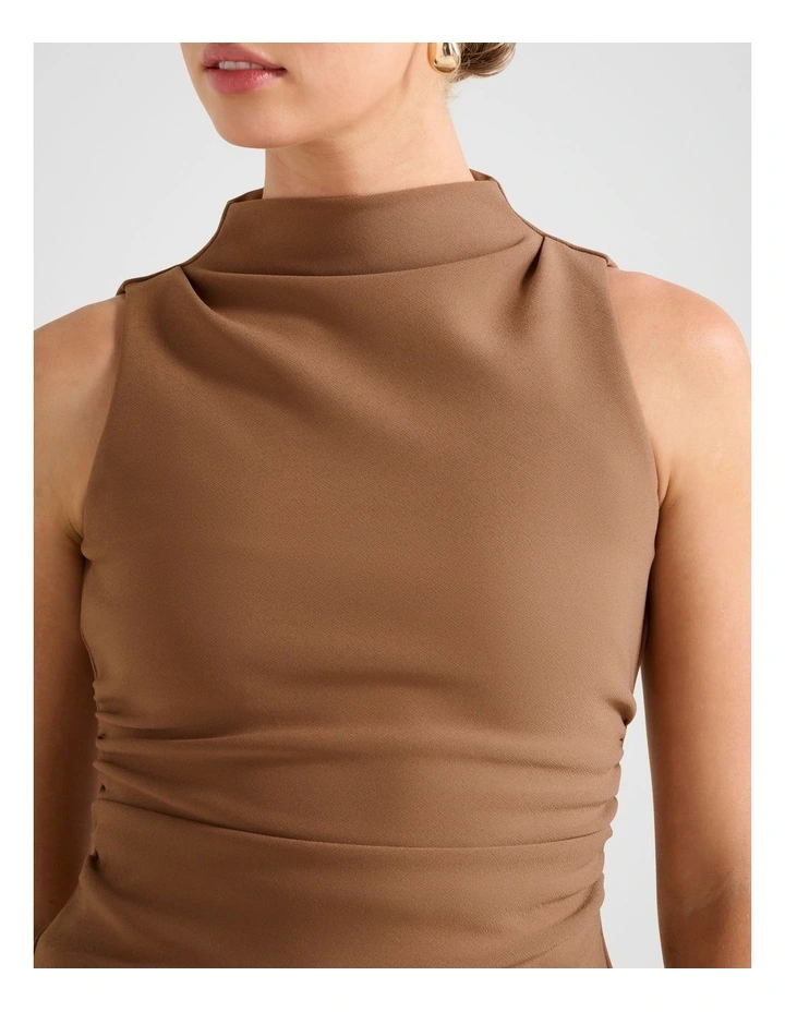 Lucette High Neck Top in Brown image 4