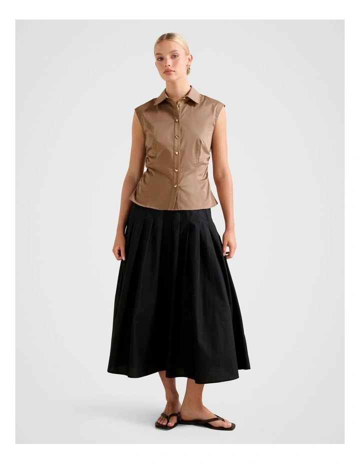 Nova Ruched Collared Top in Brown image 5