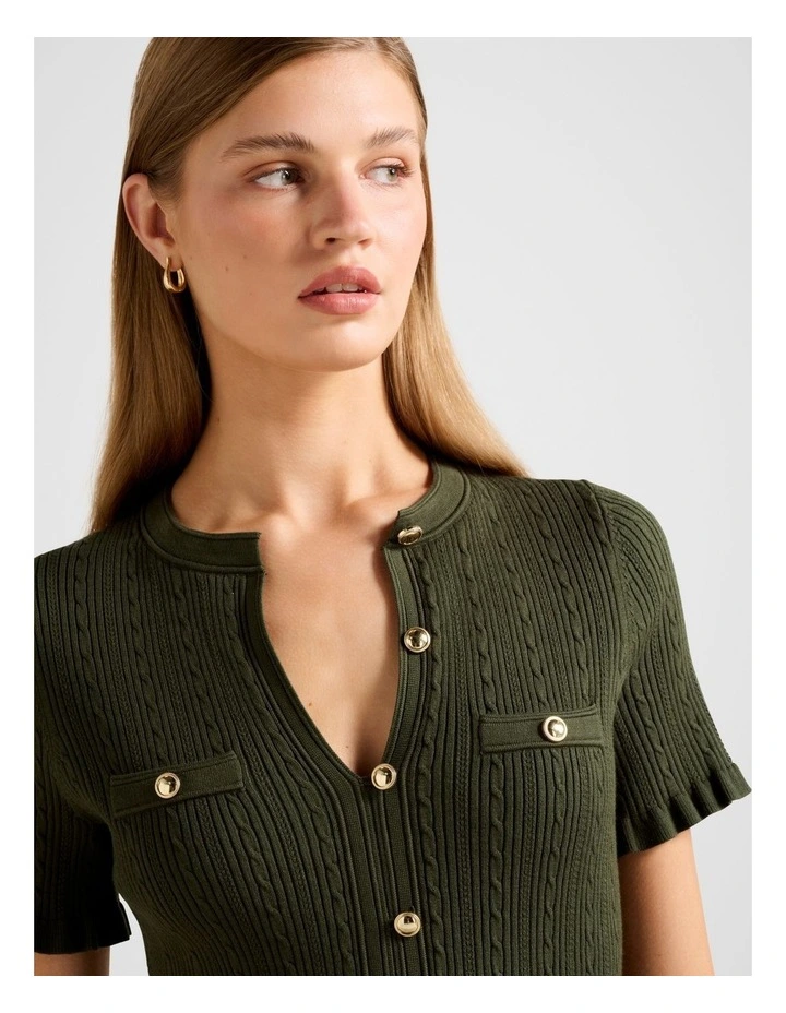 Violetta Stitch Interest Mini Dress in Green image 4