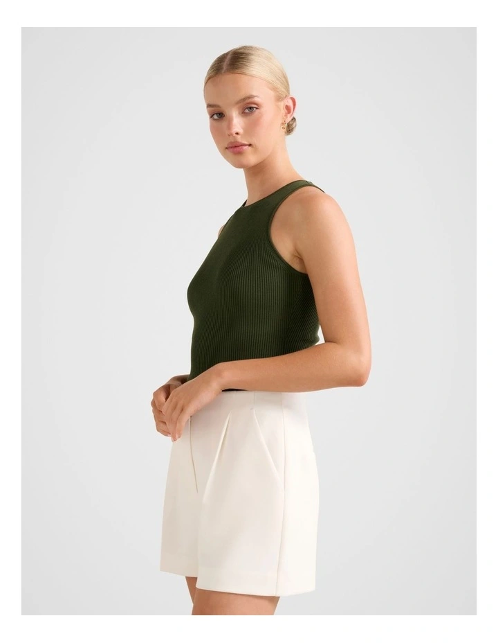 Carla Racer Ribbed Knitted Tank Top in Green image 3