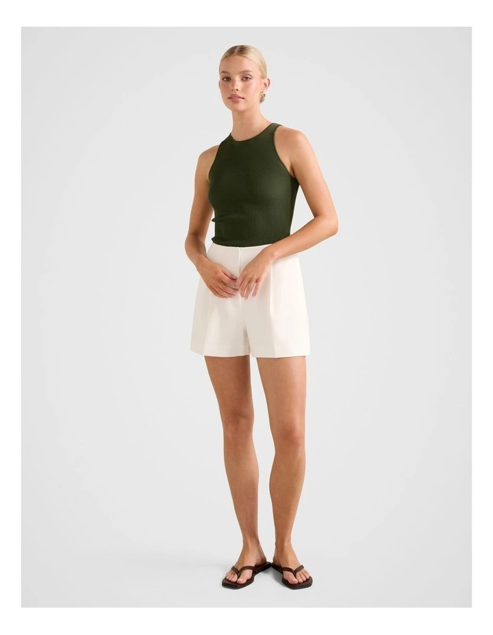 Carla Racer Ribbed Knitted Tank Top in Green image 5