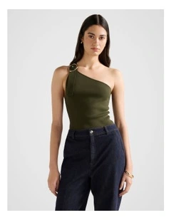 Monroe Asymmetrical Knitted Top in Green