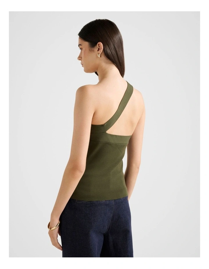 Monroe Asymmetrical Knitted Top in Green image 2