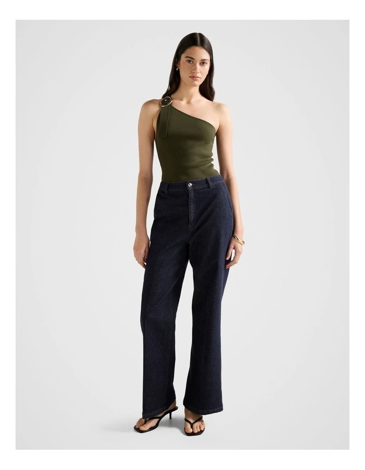 Monroe Asymmetrical Knitted Top in Green image 5