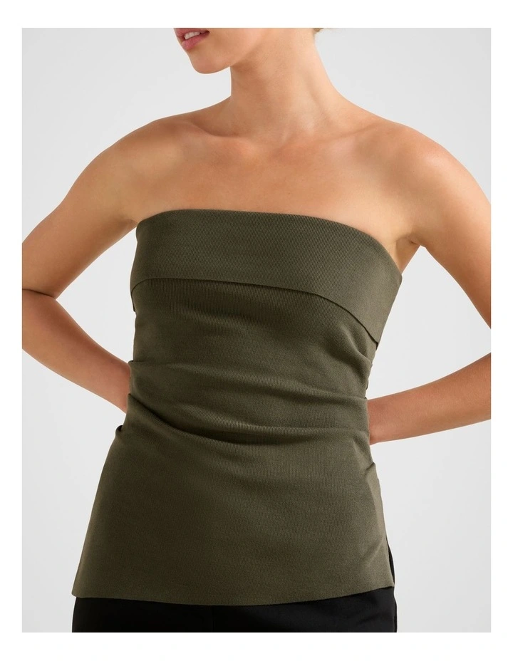 Sofia Asymmetrical Knitted Top in Green image 4