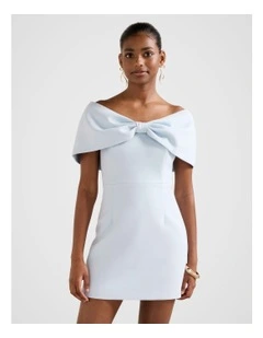 Scottie Strapless Bow Mini Dress in Blue