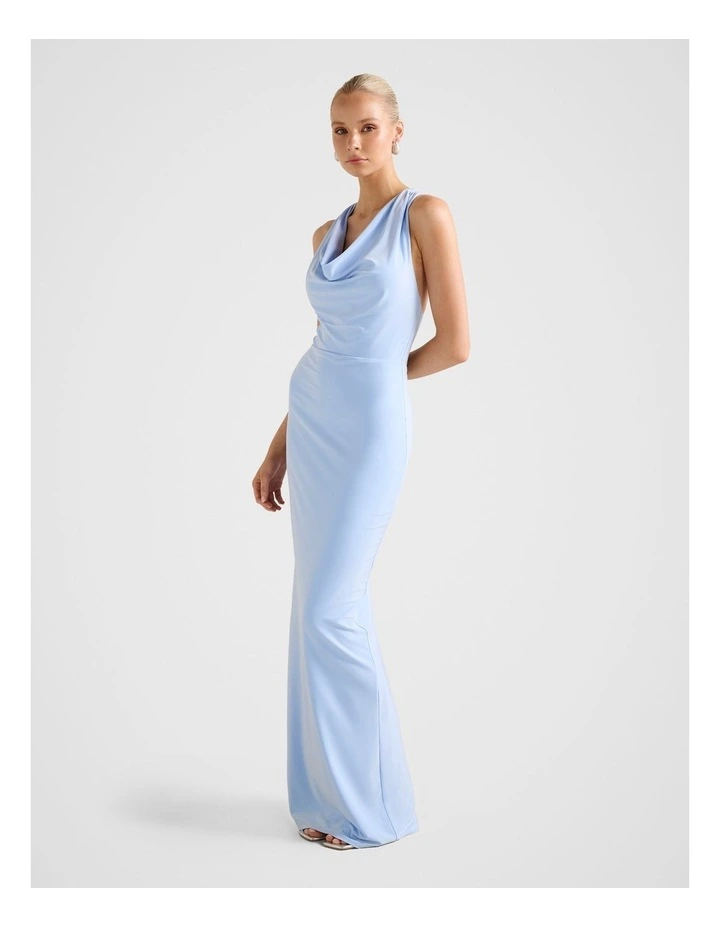 Aliki Cowl Jersey Maxi Dress in Blue image 3