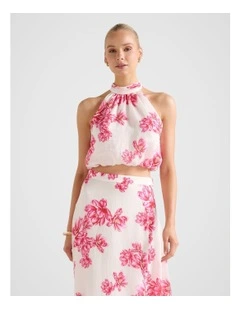 Maisie Halter Neck Tie Up Top in Multi